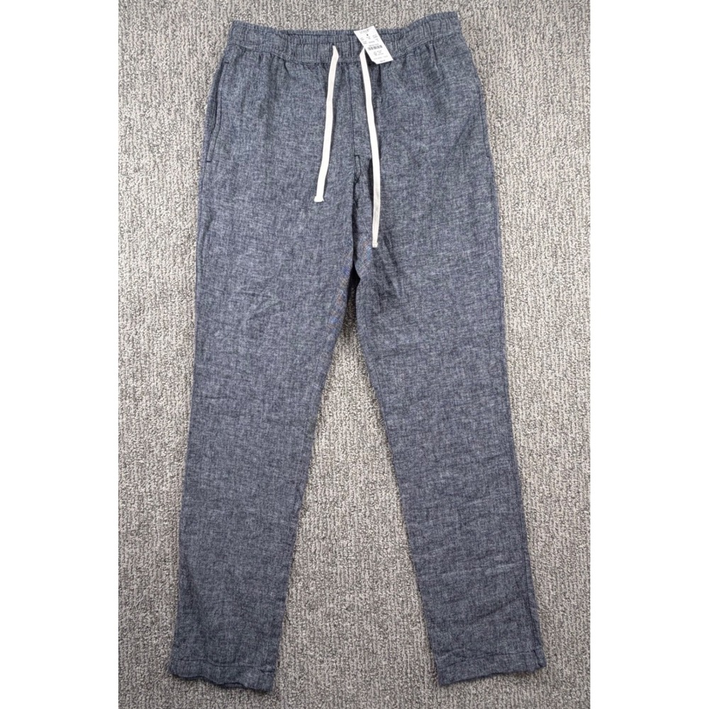 J.Crew Linen Blend Pants Mens S Blue Re-Imagined Drawstring L0484